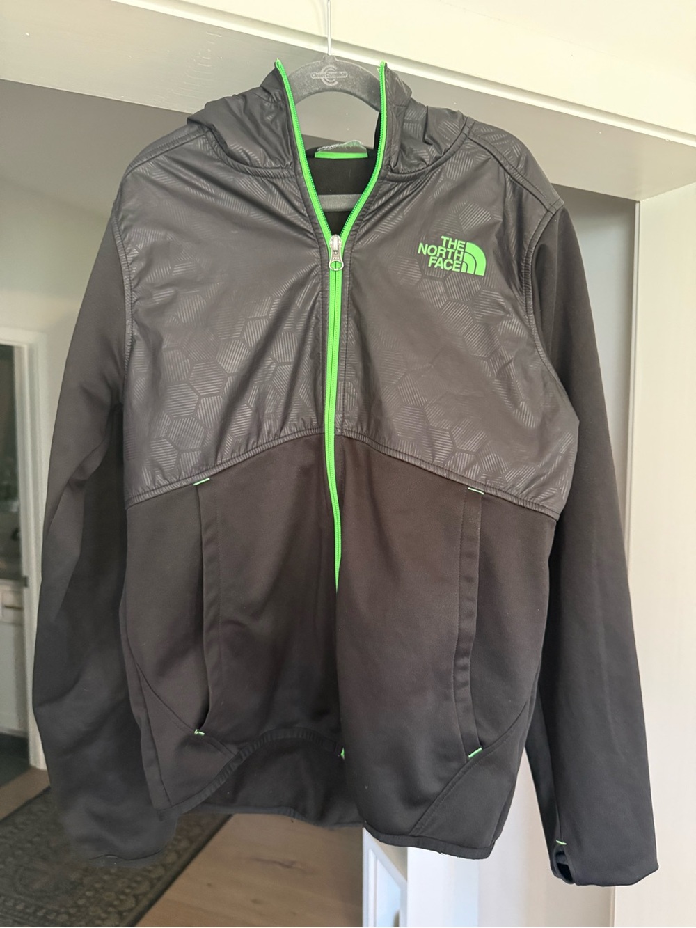 The North Face Black Jacket with Neon Green Trim
